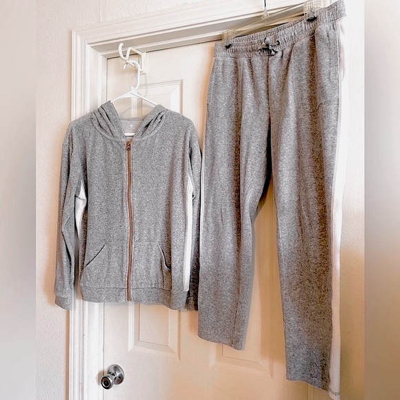 LKNEW Xersion Velour Activewear Set Girl’s PLUS XL / XXL Grey Zip Hoodie Pants - Picture 10 of 12